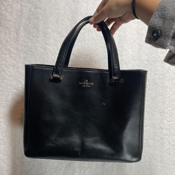 kate spade new york Handbags - Kate Spade New York Black Leather Structured Satchel Handbag Missing Strap